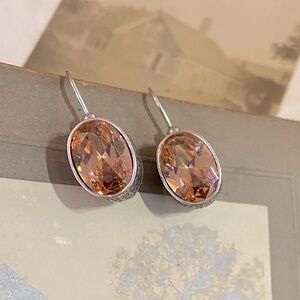 Retired Oval Silpada Sterling Silver and Champagne CZ Drop Earrings